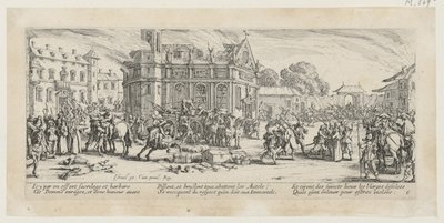 Ødeleggelsen av et kloster, blad 6 i serien «Krigens redsler» av Jacques Callot