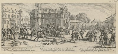 Ødeleggelsen av et kloster, blad 6 fra serien «Krigens redsler» av Jacques Callot