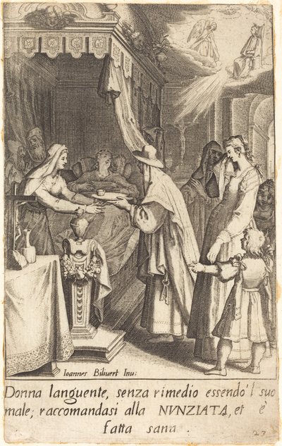 Den helbredede syke personen av Jacques Callot after Giovanni Bilivert