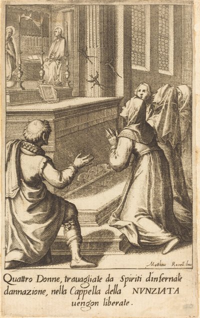 Fire kvinner av Jacques Callot after Matteo Rosselli