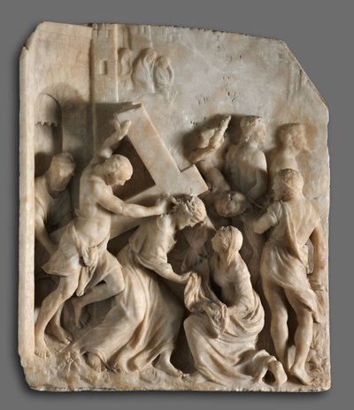 Kristus bærer korset med de hellige Simon og Veronica, ca. 1545. av Jacques Dubroeucq