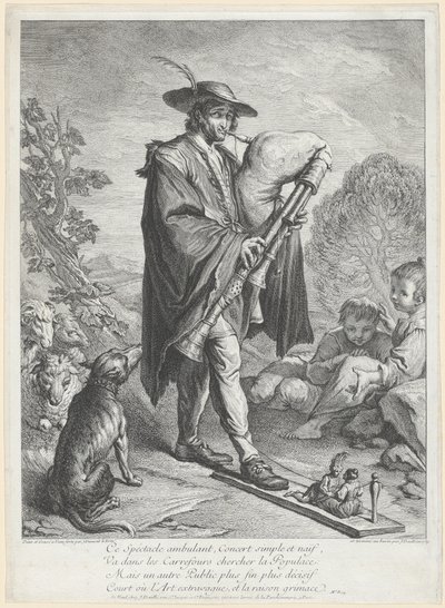 Sekkepipespilleren av Jacques Dumont Le Romain, finished by Jean Daullé