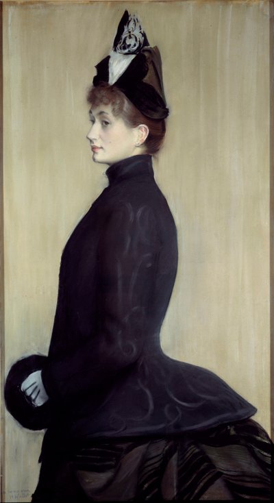 Portrett av Madame Wallet Pastellmaleri av Jacques Emile (Jacques-Emile) Blanche (1861-1942) 1887 Søn. 1,3x0,65 m Paris, musee d'Orsay av Jacques Emile Blanche