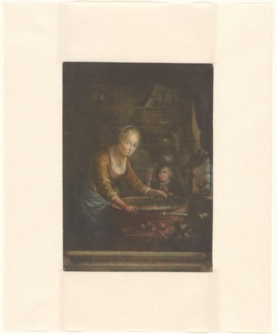 Ung kvinne som hakker løk av Jacques Fabien Gautier Dagoty (attributed to)
