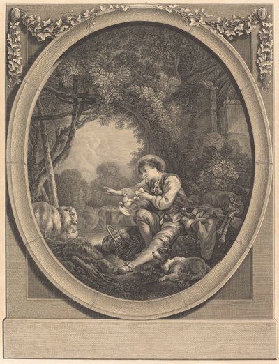 Kurerens avgang av Jacques Firmin Beauvarlet after François Boucher