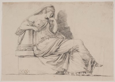 Allegori. Sørgende kvinneskikkelse av Jacques Francois Joseph Saly