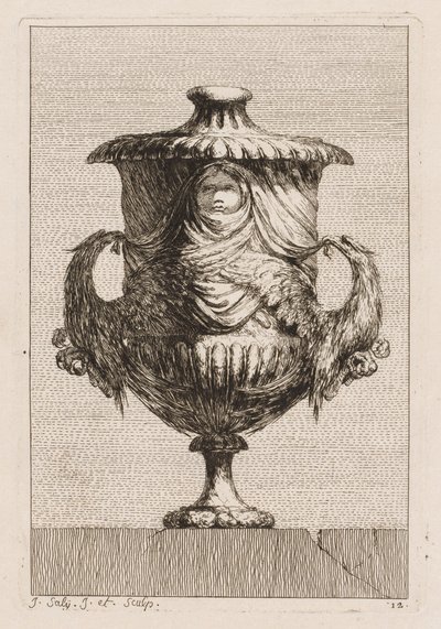 Suite med vaser: Plate 12, 1746. av Jacques Francois Joseph Saly