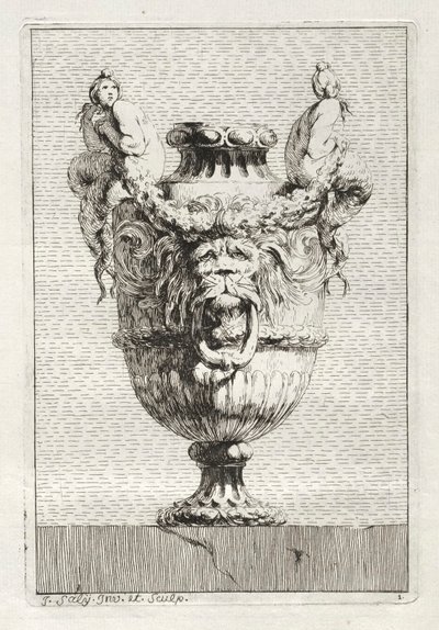 Suite med vaser: Plate 1, 1746. av Jacques Francois Joseph Saly