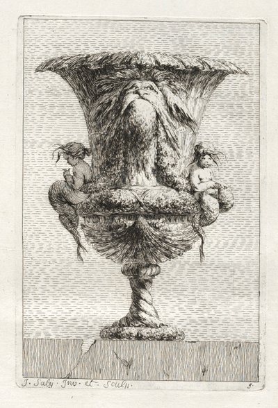 Suite med vaser: Plate 9, 1746. av Jacques Francois Joseph Saly