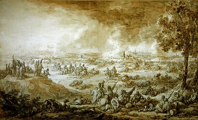 Slaget ved Leipzig (penn- og blekkvask på papir) av Jacques Francois Joseph Swebach