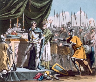 The Historic Day of Bouvines i 1214, gravert av Jean Baptiste Morret (fl. 1790-1820), 1790 av Jacques Francois Joseph Swebach
