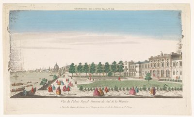 Utsikt over Somerset House ved Themsen i London Le Palais Royal de Somerset (tittel på objekt) av Jacques Gabriel Huquier