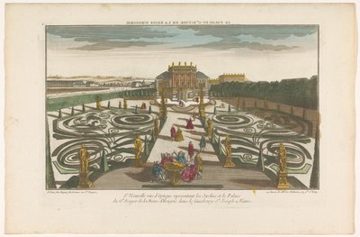 Utsikt over hagen og palasset til en offiser av dronningen av Ungarn i en forstad til Wien Le palais du gd ecuyer de la reine d