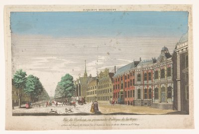 Utsikt over Lange Voorhout i Haag Promenade publique (tittel på objekt) av Jacques Gabriel Huquier