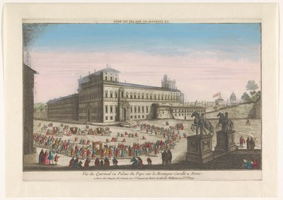 Utsikt over Palazzo del Quirinale i Roma Le Quirinal eller palais du pape (tittel på objekt) av Jacques Gabriel Huquier
