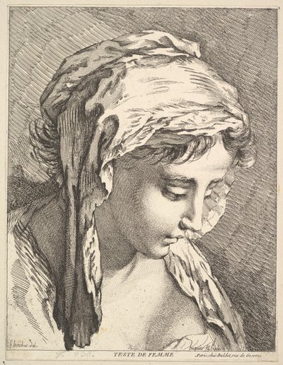 Head of a Woman, midten til slutten av 1700-tallet. av Jacques Gabriel Huquier