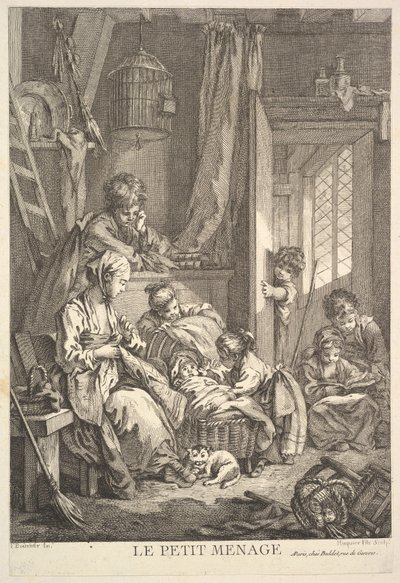 The Small Household, midten til slutten av 1700-tallet. av Jacques Gabriel Huquier