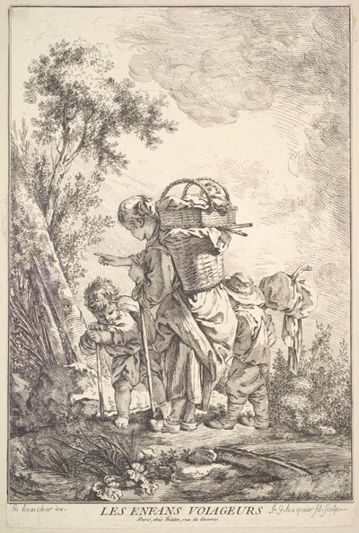 De reisende barna, midten til slutten av 1700-tallet. av Jacques Gabriel Huquier