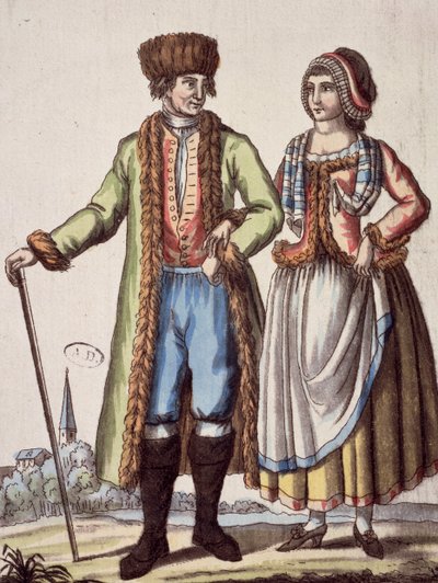 Par fra Praha, gravering av Jacques Grasset de Saint - Sauveur (1757 - 1810) av Jacques Grasset de Saint Sauveur