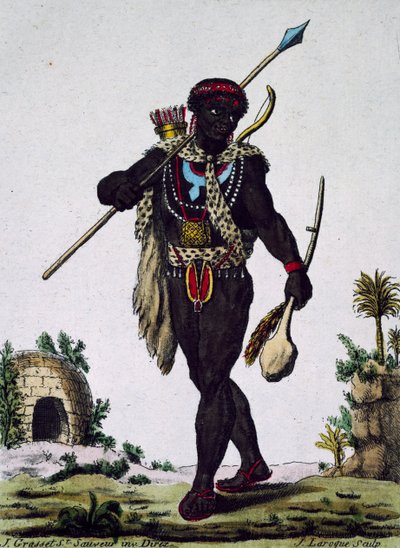Mann fra Namaquas-stammen, Afrika, gravering fra Encyclopedia of voyages av Jacques Grasset de Saint Sauveur