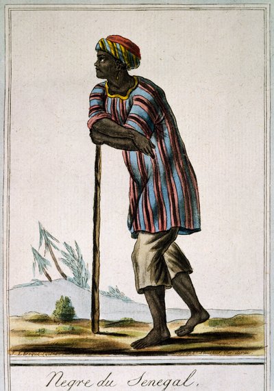 Senega Negro, fargegravering fra Encyclopedia des Voyages, av Jacques Grasset de Saint-Sauveur (1757-1810) av Jacques Grasset de Saint-Sauveur
