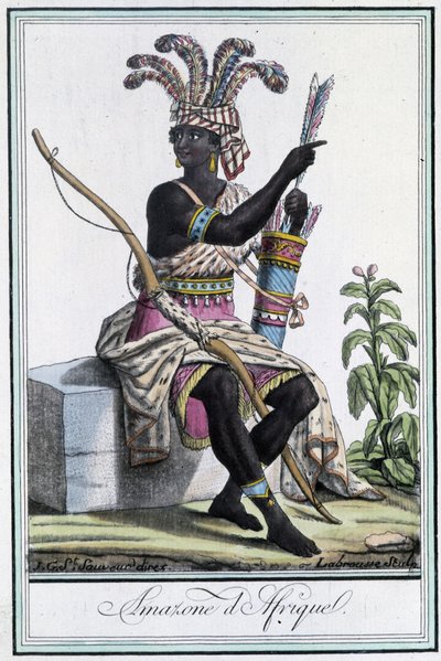 African Amazon - i "" Encyclopedia of Travels"" av Grasset St Sauveur, red. 1796 av Jacques Grasset de Saint Sauveur