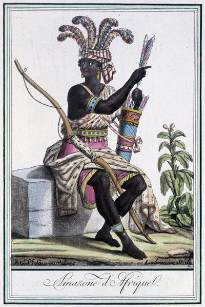 Amazon of Africa - i "" Encyclopedia of Travels"" av Grasset St Sauveur, red. 1796 av Jacques Grasset de Saint Sauveur