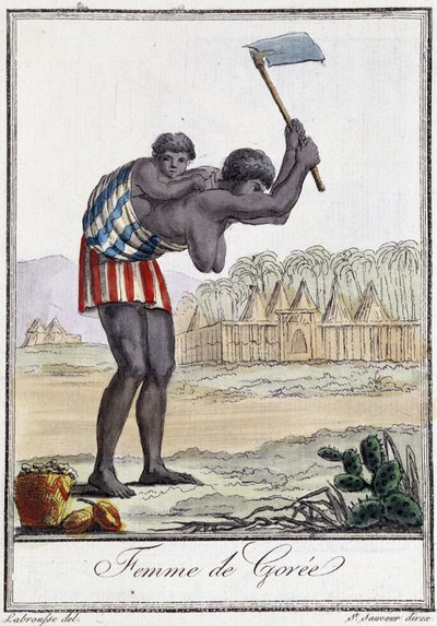 Femme of Gorèe (Senegal) - i "" Encyclopedia of Travels"" av Grasset St Sauveur, red. 1796 av Jacques Grasset de Saint-Sauveur