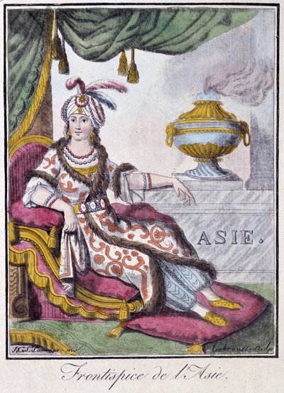 Frontispice of Asia - i "" Encyclopedia of Travels"" av Grasset St Sauveur, red. 1796 av Jacques Grasset de Saint-Sauveur