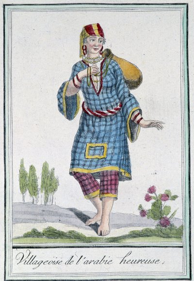 Happy Arabian Village - i "" Encyclopedia of Travels"" av Grasset St Sauveur, red. 1796 av Jacques Grasset de Saint Sauveur