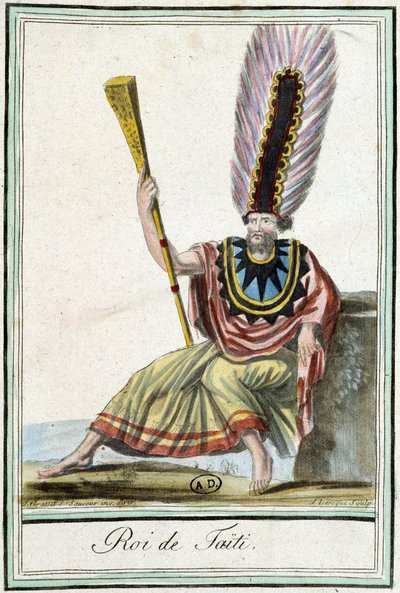 King of Tahiti - i "" Encyclopedia of Travels"" av J. Grasset Saint-Sauveur av Jacques Grasset de Saint Sauveur