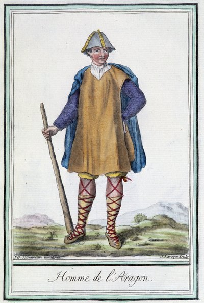 Man of Aragon (Spania) - i "" Encyclopedia of Travels"" av Grasset St Sauveur, red. 1796 av Jacques Grasset de Saint-Sauveur