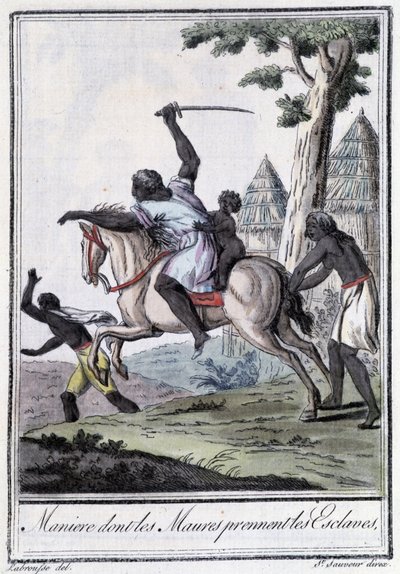Administrer hvis Moures tar slaver - i "" Encyclopédie des voyages"" av Grasset Saint Sauveur, red. Paris 1796 av Jacques Grasset de Saint-Sauveur