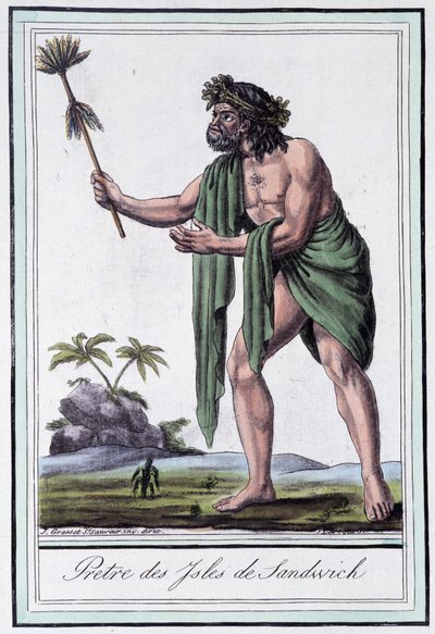 Priest of the Sandwich Islands - i "" Encyclopedia of Travels"" av Grasset Saint Sauveur, red. Paris 1796 av Jacques Grasset de Saint-Sauveur