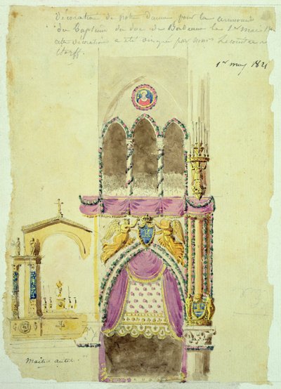 Prosjekt for utsmykningen av Notre Dame for dåpen til Duc de Bordeaux av Jacques Ignace Hittorff