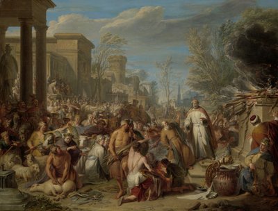 Jeroboam ofrer til avgudene Jeroboams avgudsdyrkelse av Jacques Ignatius de Roore