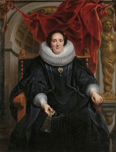 Portretter av Rogier Le Witer og hans kone, Catharina Behaghel Portrett av Catharina Behaghel, kone til Rogier Le Witer av Jacques Jordaens