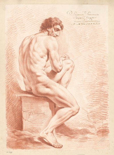 Sittende naken mann, sett bakfra (1. premie 1783) av Jacques Kuyper