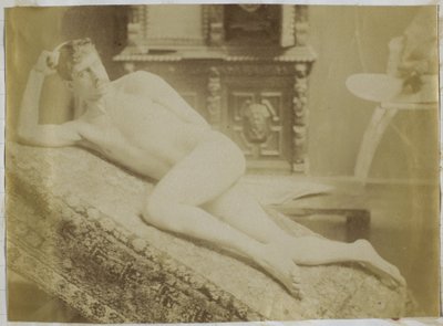 Studie av en mannlig nakenmodell liggende i studioet til Jacques de Lalaing av Jacques Lalaing (attributed to)