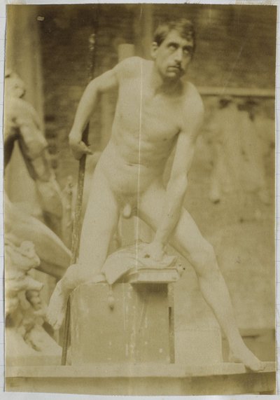 Studie av en mannlig nakenmodell, sett forfra, i studioet til Jacques de Lalaing av Jacques Lalaing (attributed to)