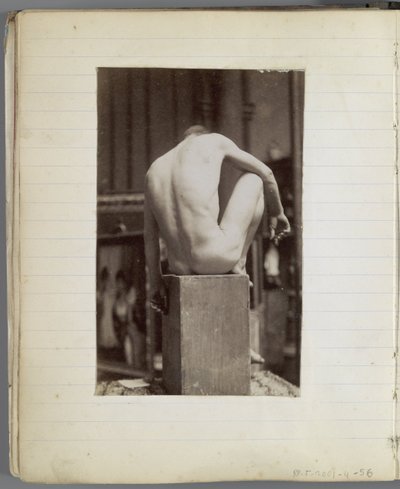Studie av en mannlig nakenmodell, sittende og sett fra baksiden, i studioet til Jacques de Lalaing av Jacques Lalaing (attributed to)