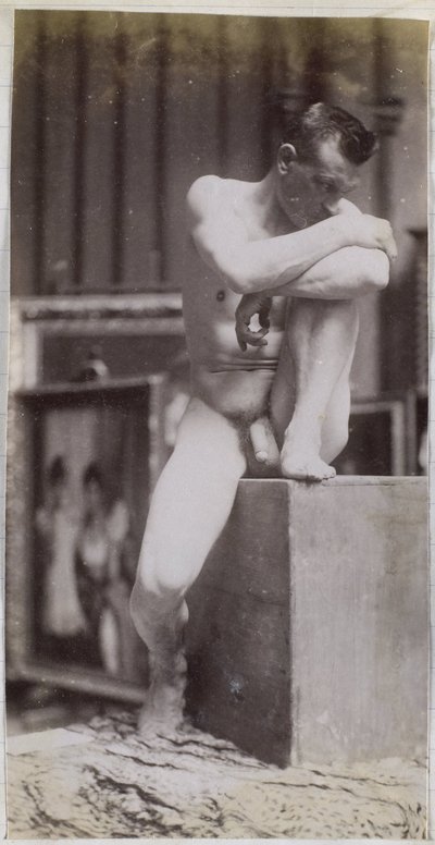 Studie av en sittende mannlig nakenmodell i studioet til Jacques de Lalaing av Jacques Lalaing (attributed to)
