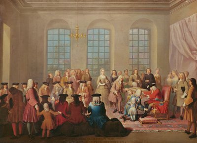 Filip V av Spania gir det gylne skinn til marskalken av Tesse som fransk ambassadør i Spania i 1724 av Jacques Laumosnier