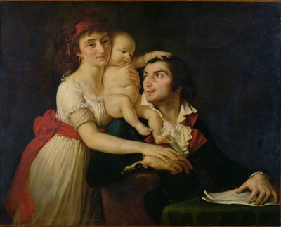 Camille Desmoulins (1760-94) hans kone Lucile (1771-94) og deres sønn Horace-Camille (1792-1825) ca. 1792 (olje på lerret) av Jacques Louis (workshop of) David