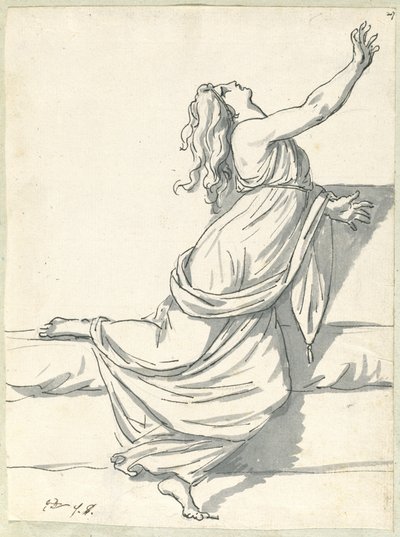 En fortvilet kvinne med hodet kastet tilbake av Jacques Louis David
