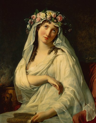 En vestalsk jomfru kronet med blomster av Jacques Louis David