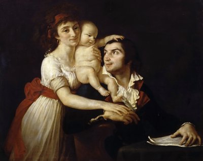 Camille Desmoulins med kona Lucile og barn av Jacques Louis David