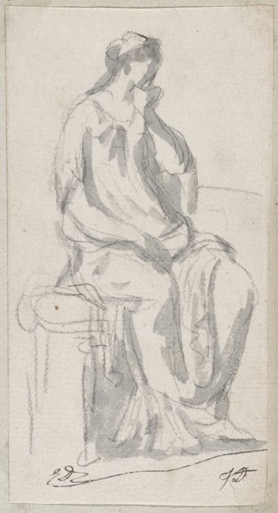 Klassisk skulptur av en ettertenksom kvinne av Jacques Louis David