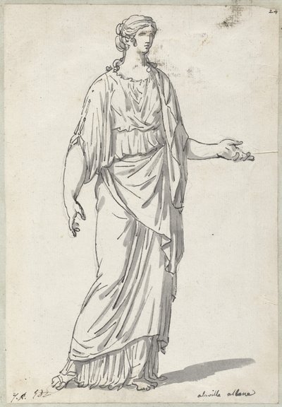 Klassisk skulptur av en kvinne med en utstrakt arm av Jacques Louis David