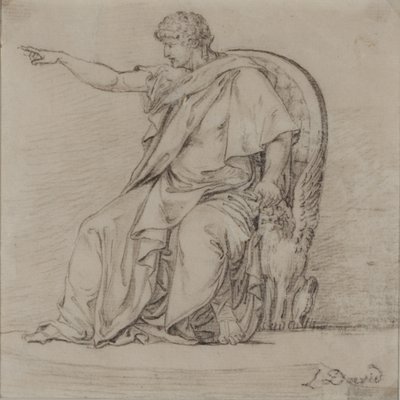 Drapert figur, sent på 1700-tallet (blyant på papir) av Jacques Louis David